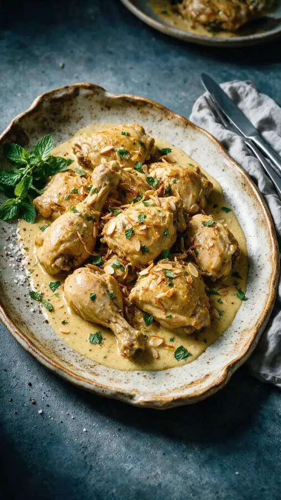 Mandelhähnchen mit Joghurt-Minz-Sauce