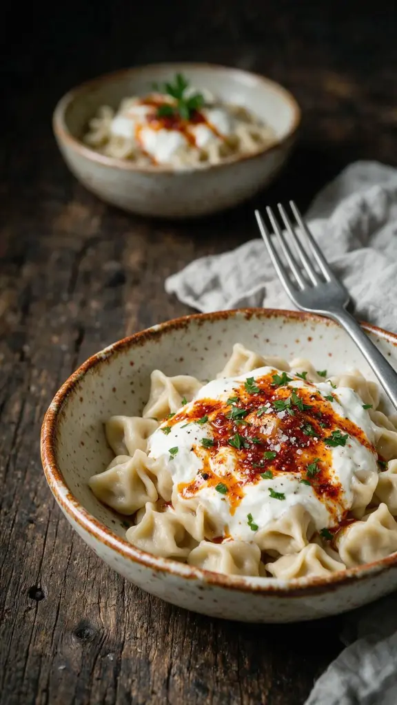 Mantı mit Joghurt und Paprikabutter