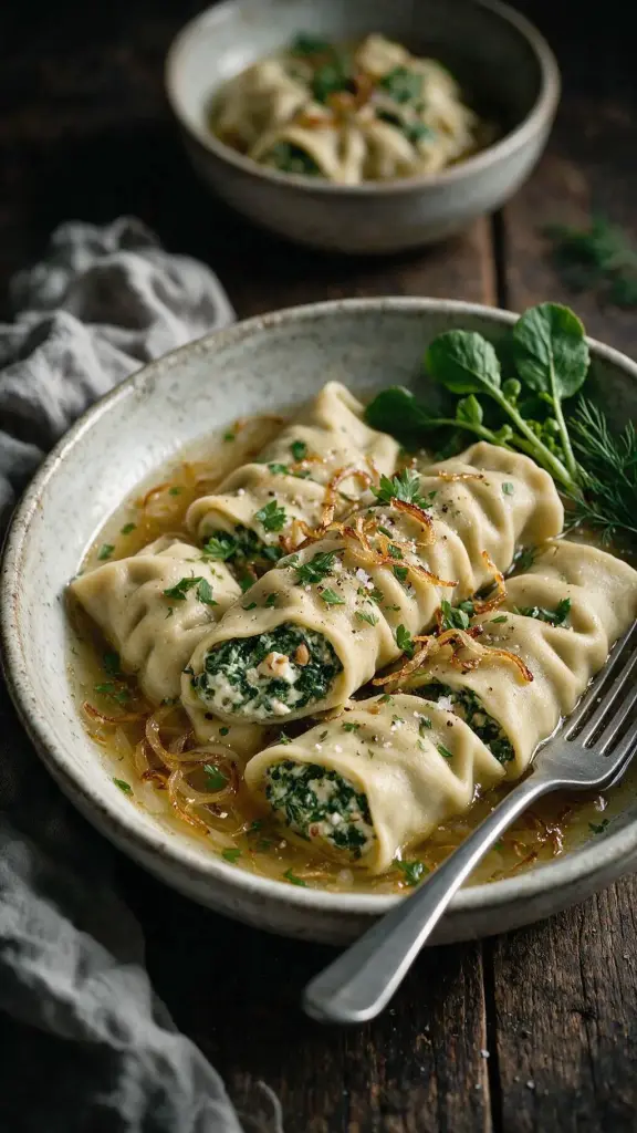 Maultaschen mit Radieschenblätterfüllung