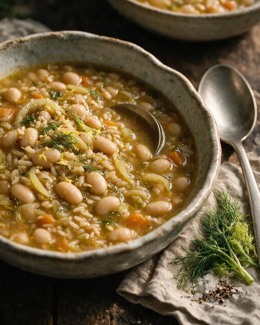 Mediterrane weiße Bohnensuppe mit Fenchel (KI-Illustration)