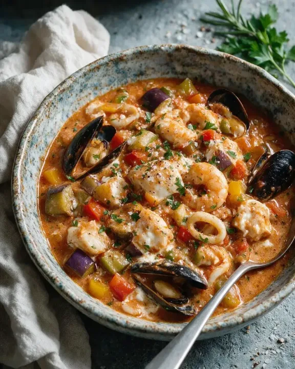 Mediterraner Fischeintopf (KI-Illustration)