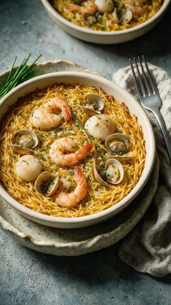 Meeresfrüchte-Pasta aus dem Ofen