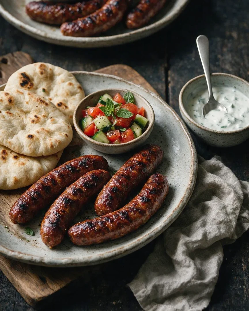 Merguez mit Joghurt und Minze (KI-Illustration)