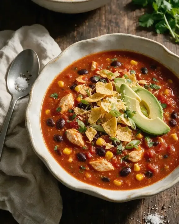 Hühnersuppe mit Bohnen & Mais (KI-Illustration)