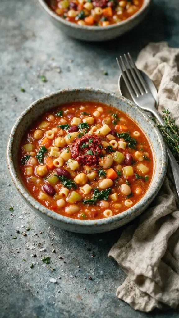 Minestrone mit Bohnen und Grünkohl