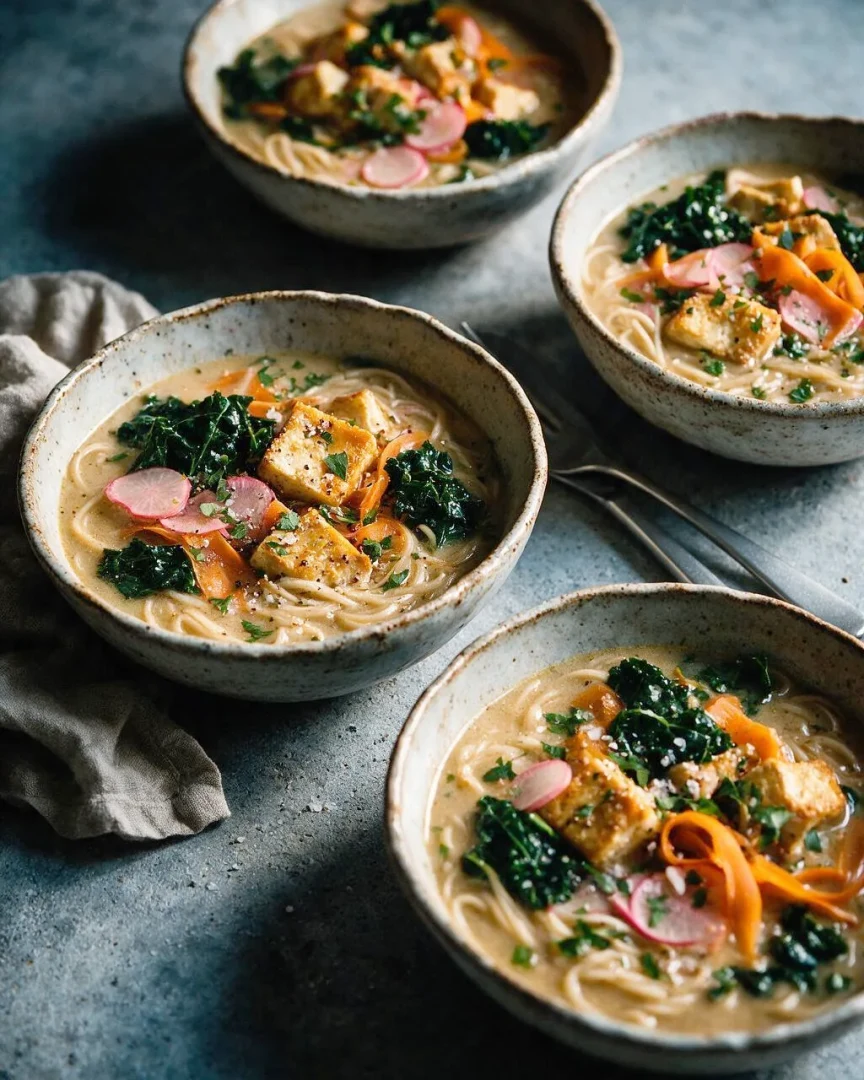 Miso-Nudelsuppe mit Gemüse (KI-Illustration)