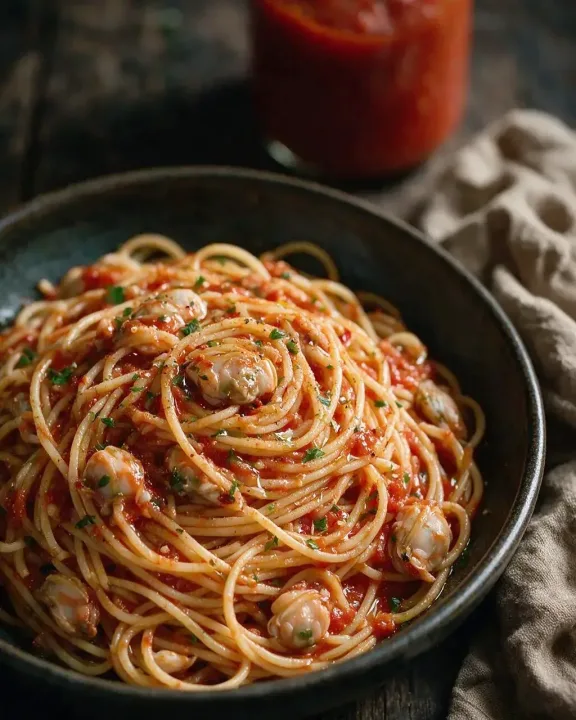 Muscheln in Tomatensauce (KI-Illustration)