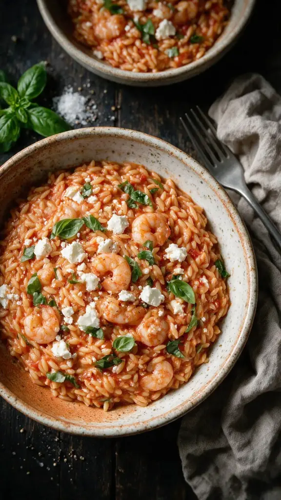 Orzo mit Garnelen & Feta