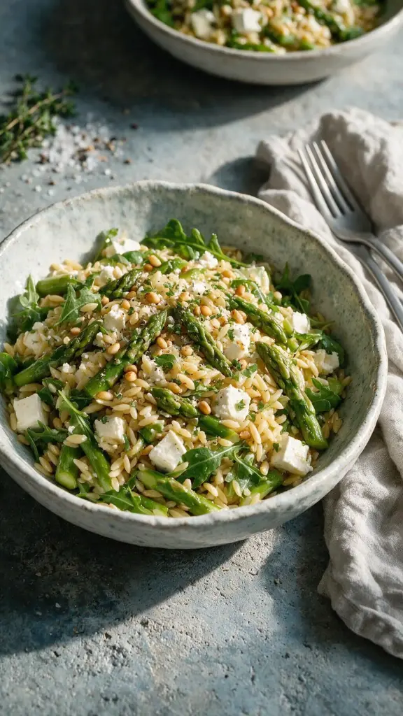 Orzosalat mit grünem Spargel