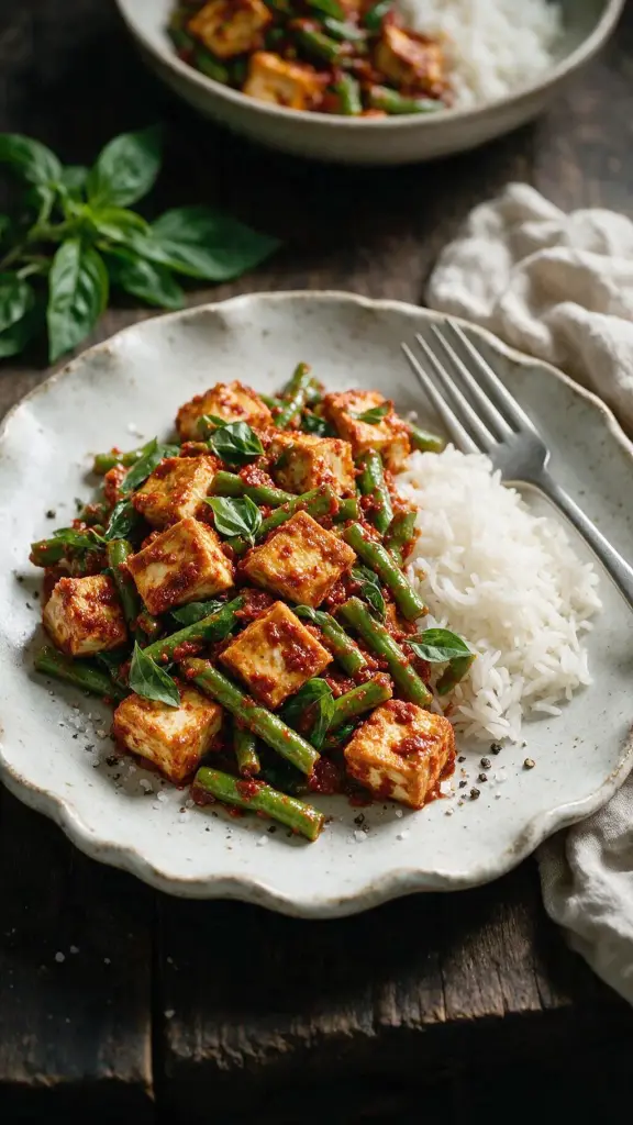 Tofu-Pad-Prik-King mit Bohnen