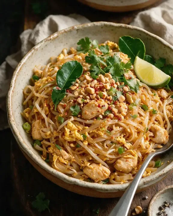 Pad Thai mit Hähnchen (KI-Illustration)