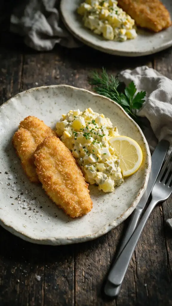 Panierter Fisch & Kartoffelsalat
