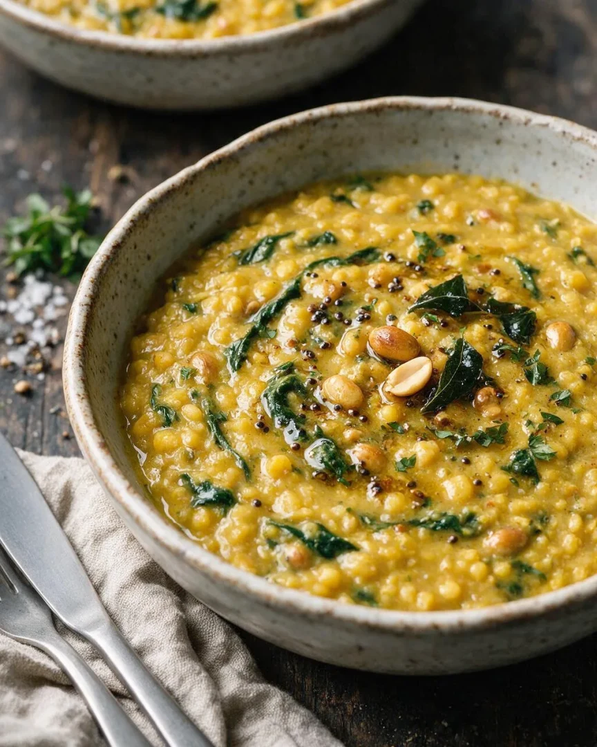 Patli Dal mit Spinat und Erdnuss (KI-Illustration)