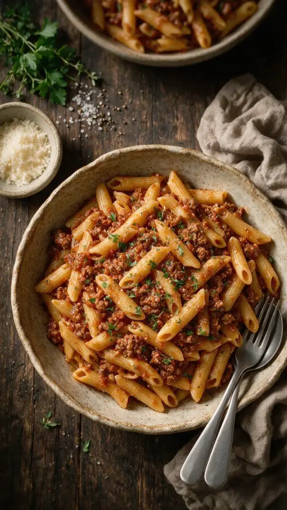 Penne mit Hackfleischsauce