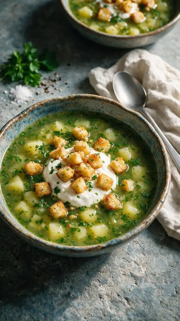 Frische Petersiliensuppe