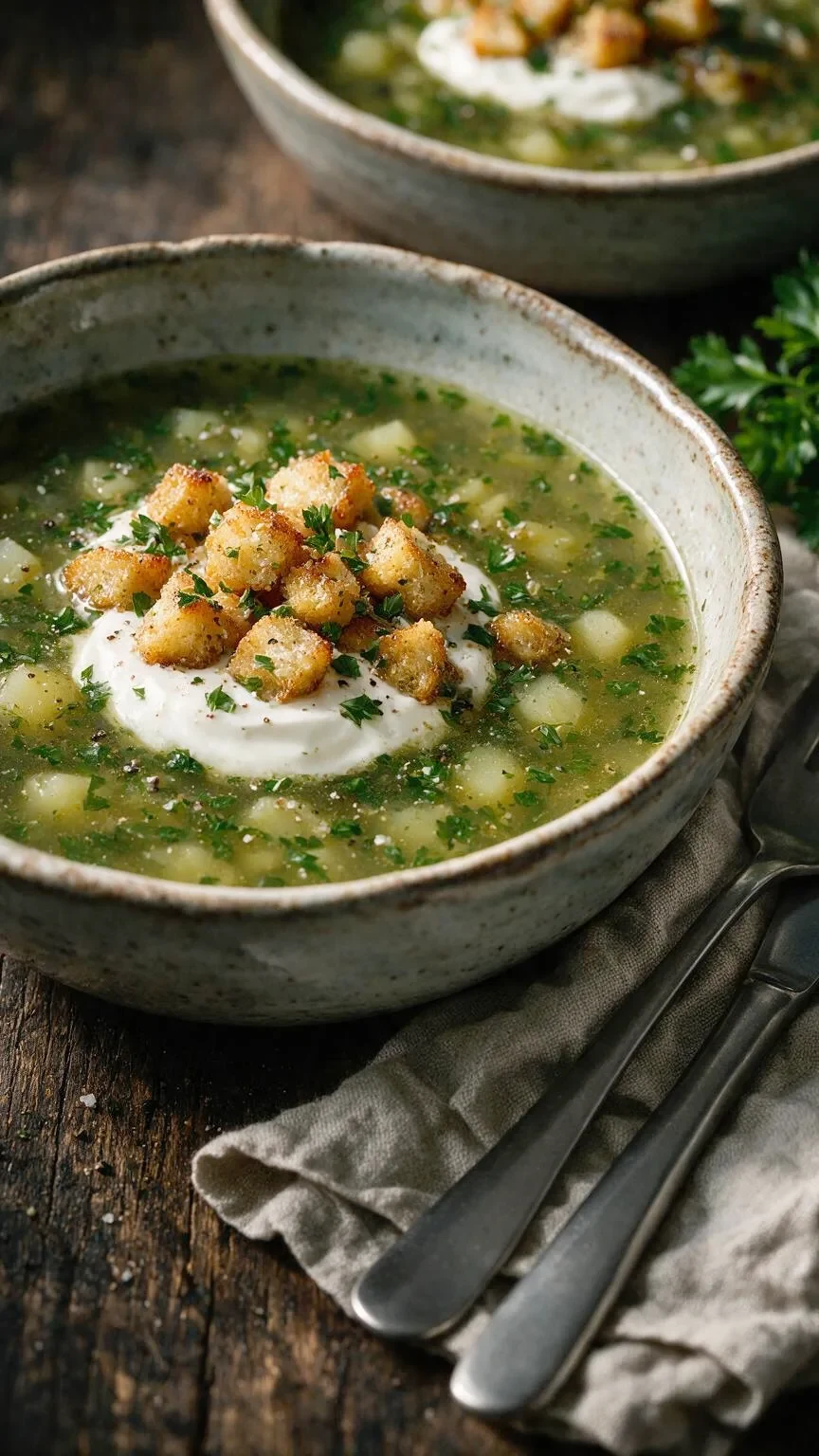 Frische Petersiliensuppe