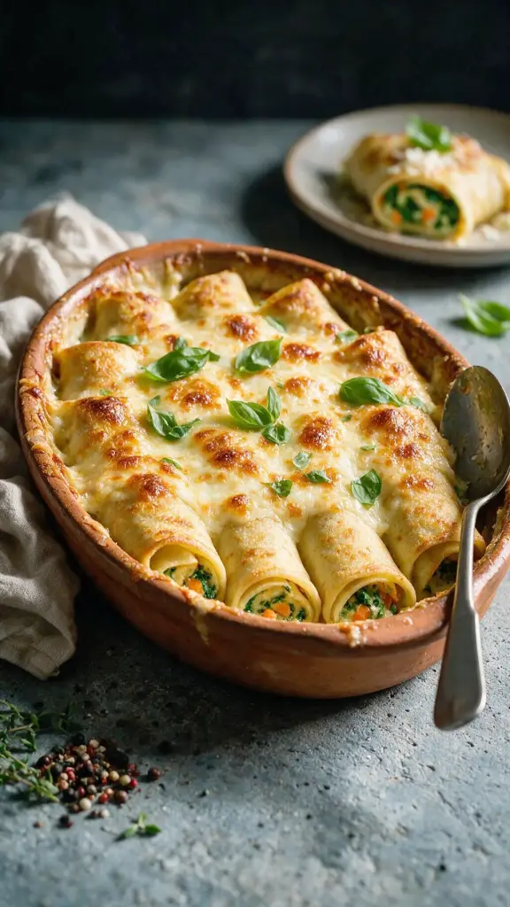 Spinat-Pfannkuchen-Gratin