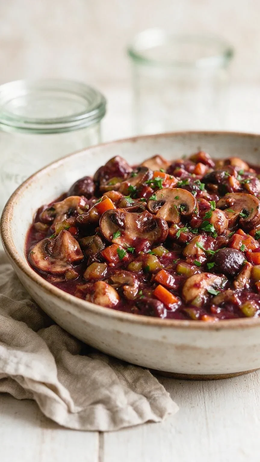 Pilz-Bourguignon mit Rotwein