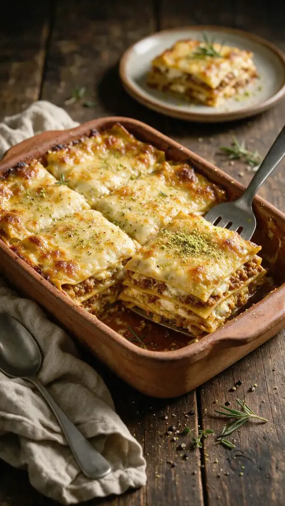Pilz-Lasagne mit Pistazien