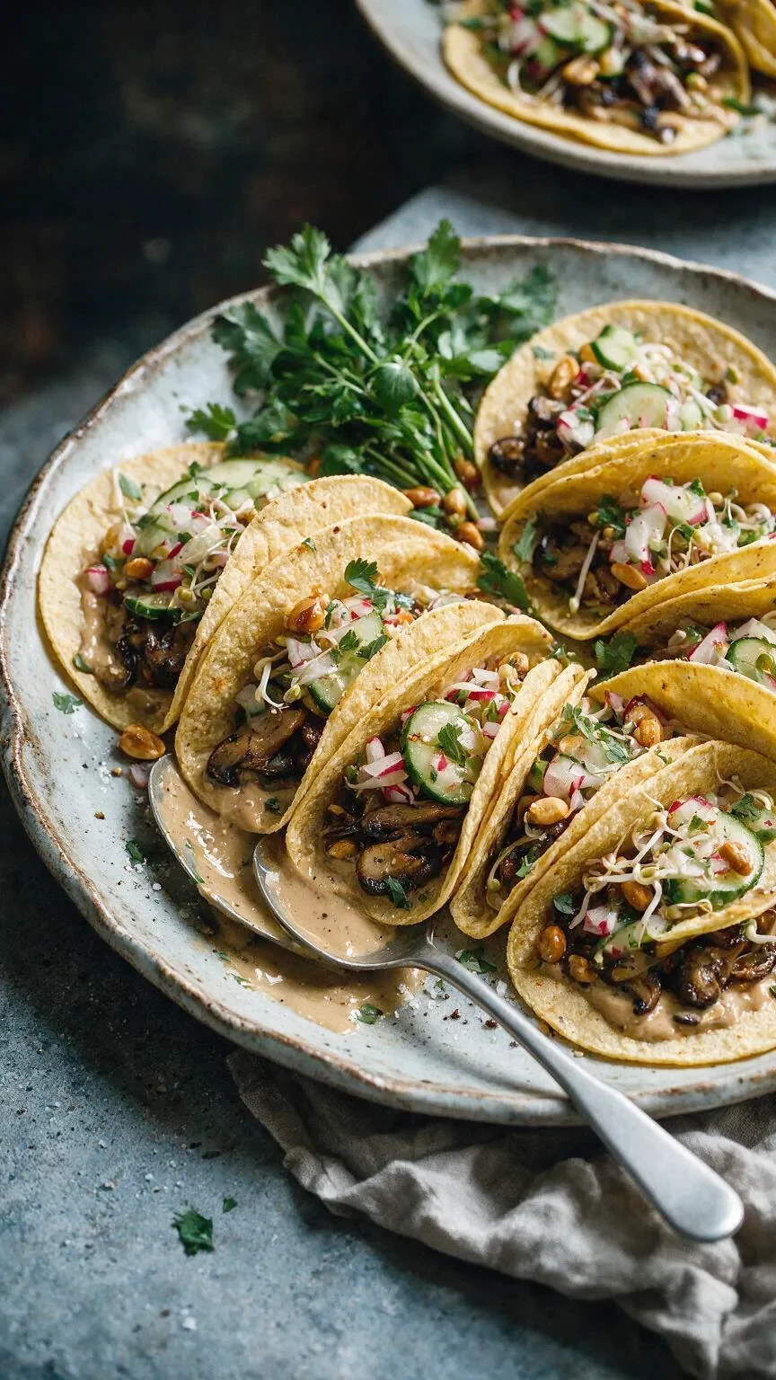 Pilz-Tacos mit Sesamsauce