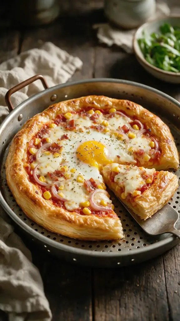 Airfryer-Pizza mit Speck und Mais
