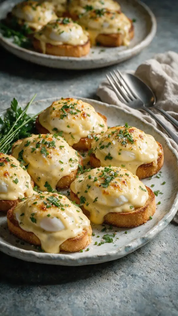 Pochierte Eier mit Käsesauce