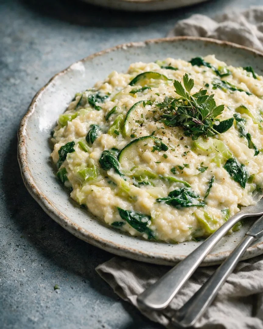 Polenta mit wildem Blattgemüse (KI-Illustration)