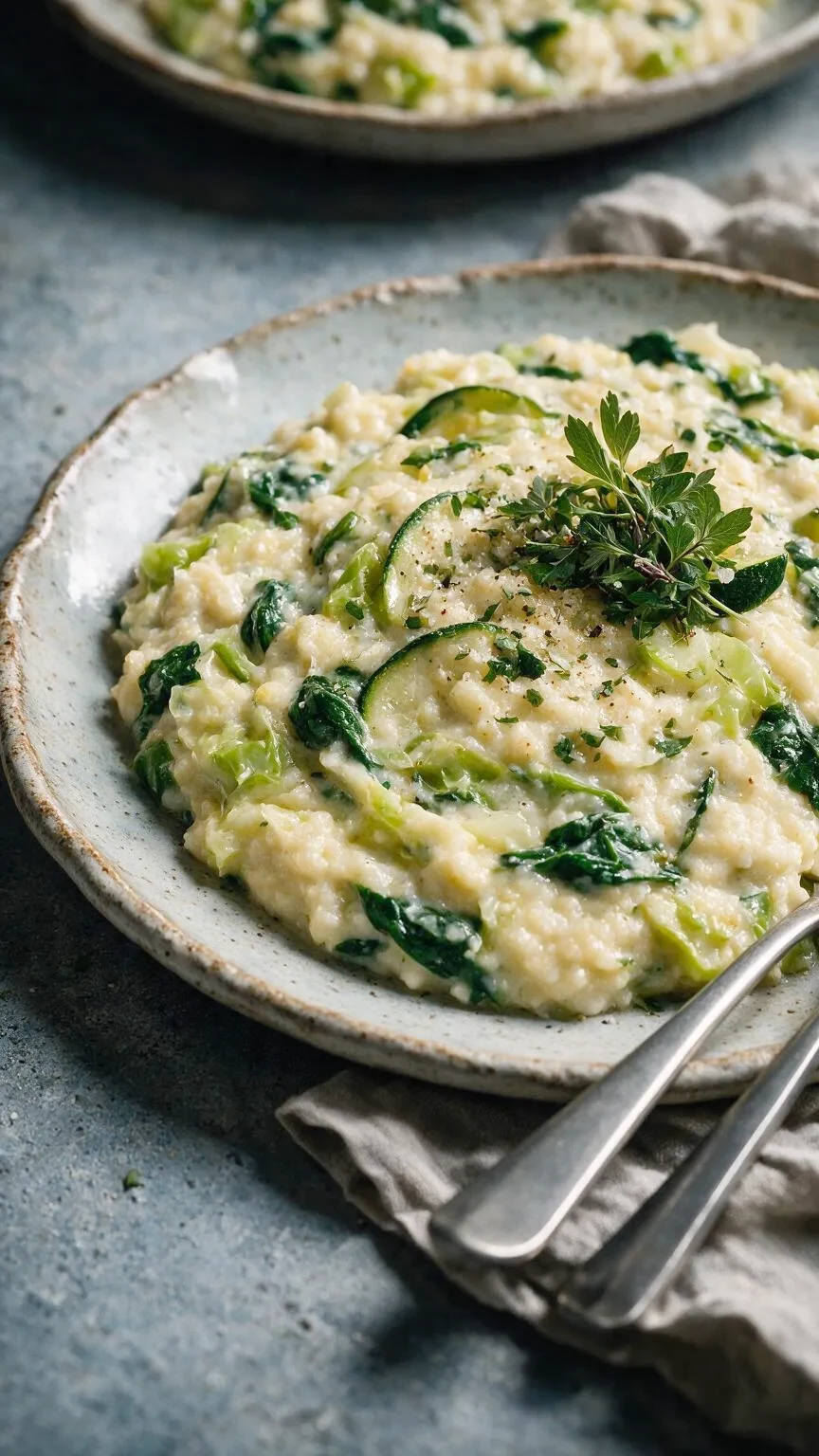 Polenta mit wildem Blattgemüse (KI-Illustration)