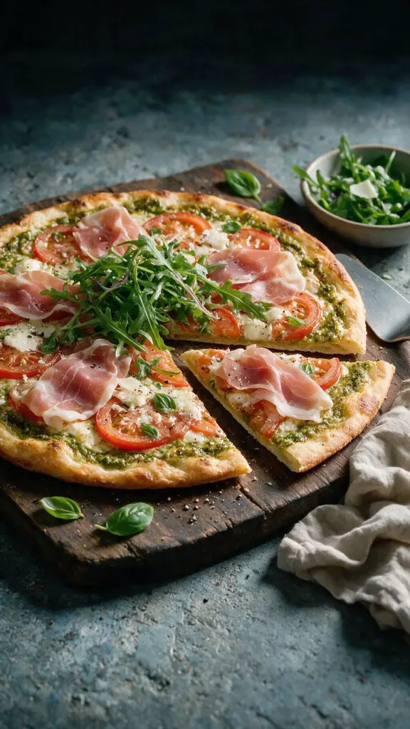 Prosciutto-Pesto-Pizza