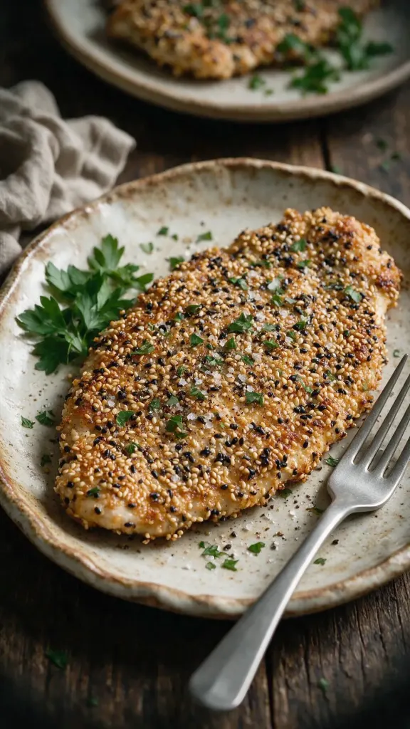 Putenschnitzel in Sesamkruste