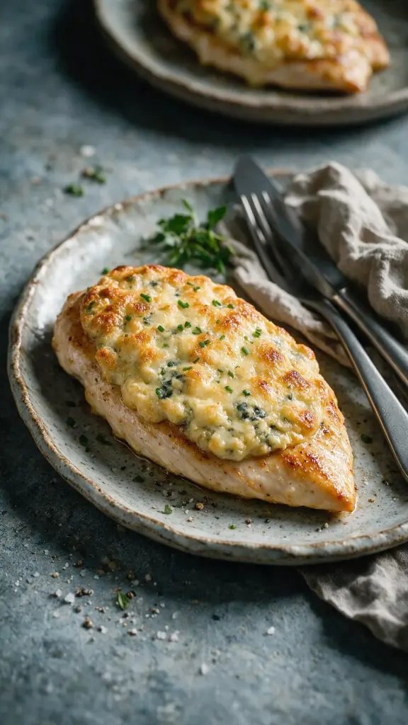 Putensteak mit Blauschimmelkäse