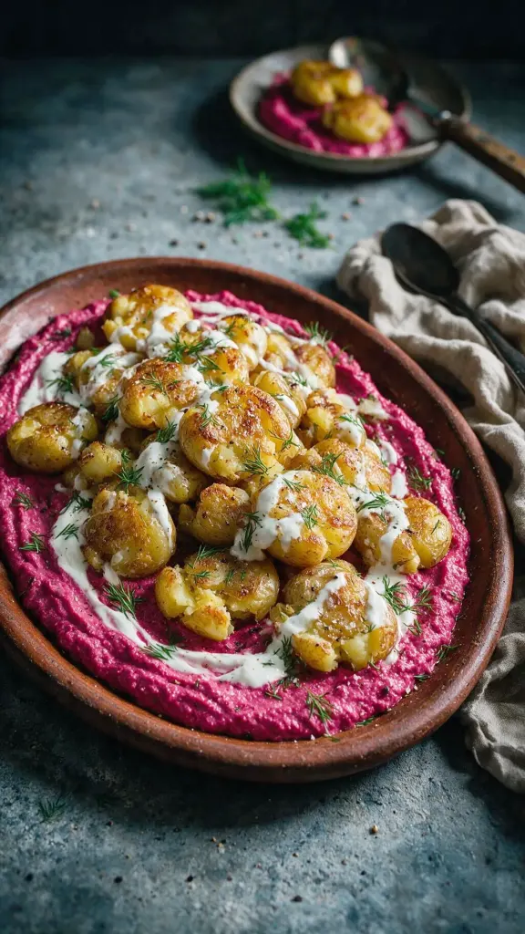 Quetschkartoffeln mit Rote-Bete-Püree