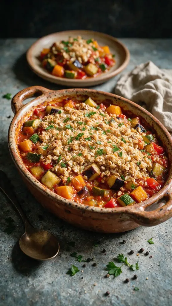 Ratatouille mit Parmesan-Hafer