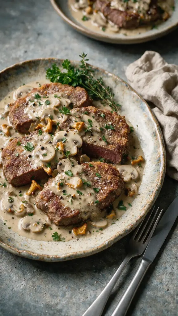 Rehschnitzel in Champignonsosse