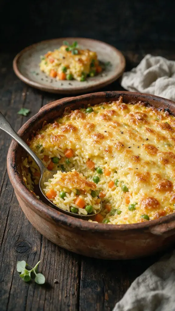 Reis- und Gemüsegratin