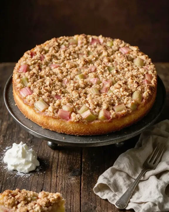 Rhabarberstreuselkuchen (KI-Illustration)