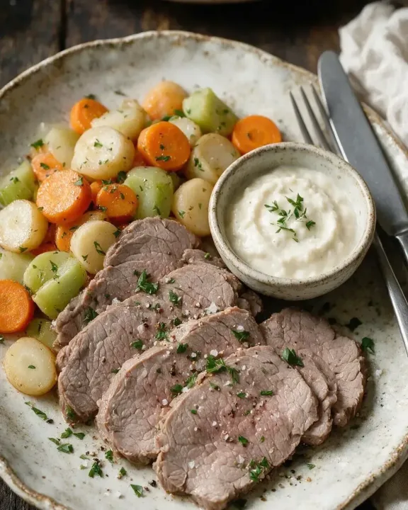 Rinderbraten mit Meerrettich (KI-Illustration)