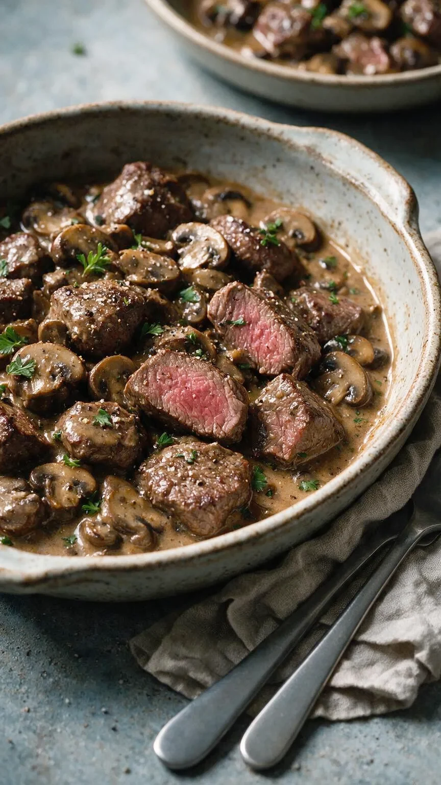 Rinderfilet mit Champignonsoße (KI-Illustration)