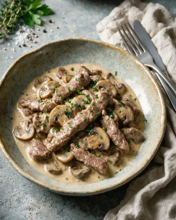 Rinderfilet mit Champignonsoße (KI-Illustration)