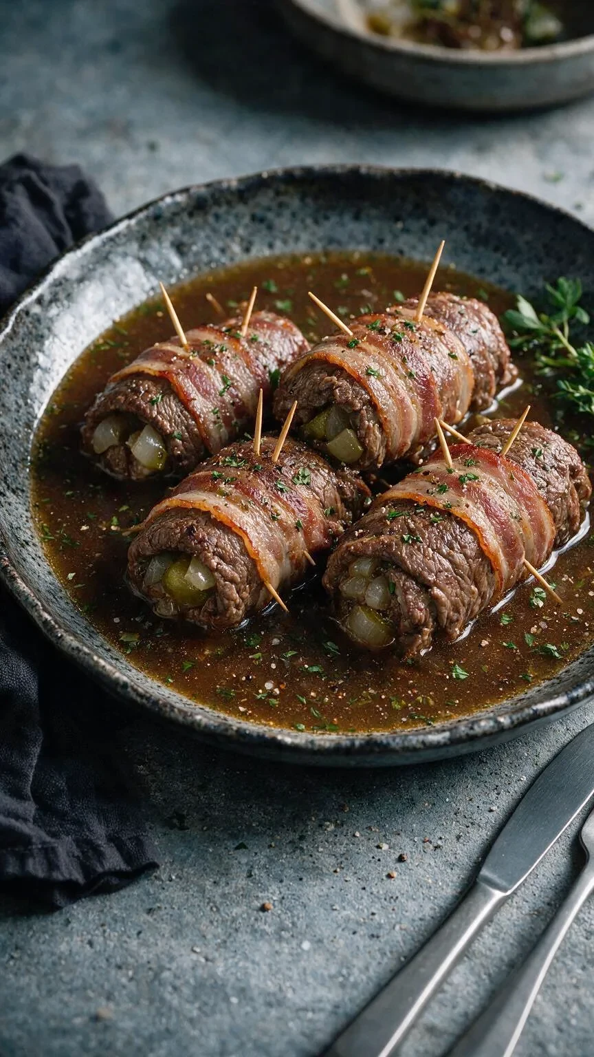 Rinderrouladen mit Speck und Gurken