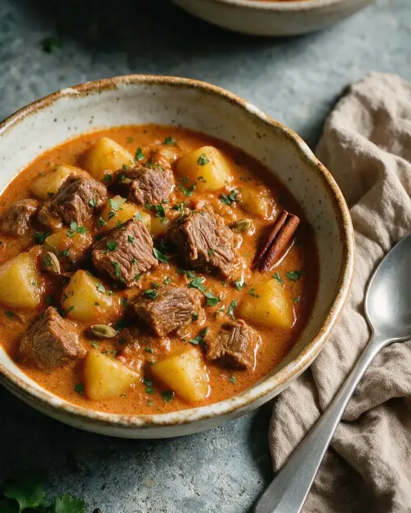 Rindfleisch-Curry mit Kartoffeln (KI-Illustration)