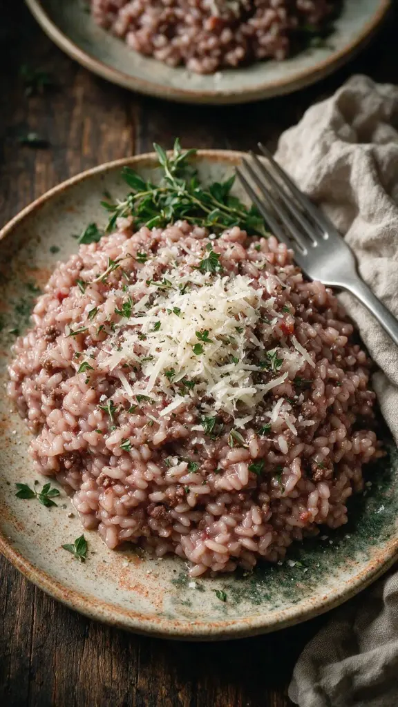 Risotto mit Rindfleisch & Wein