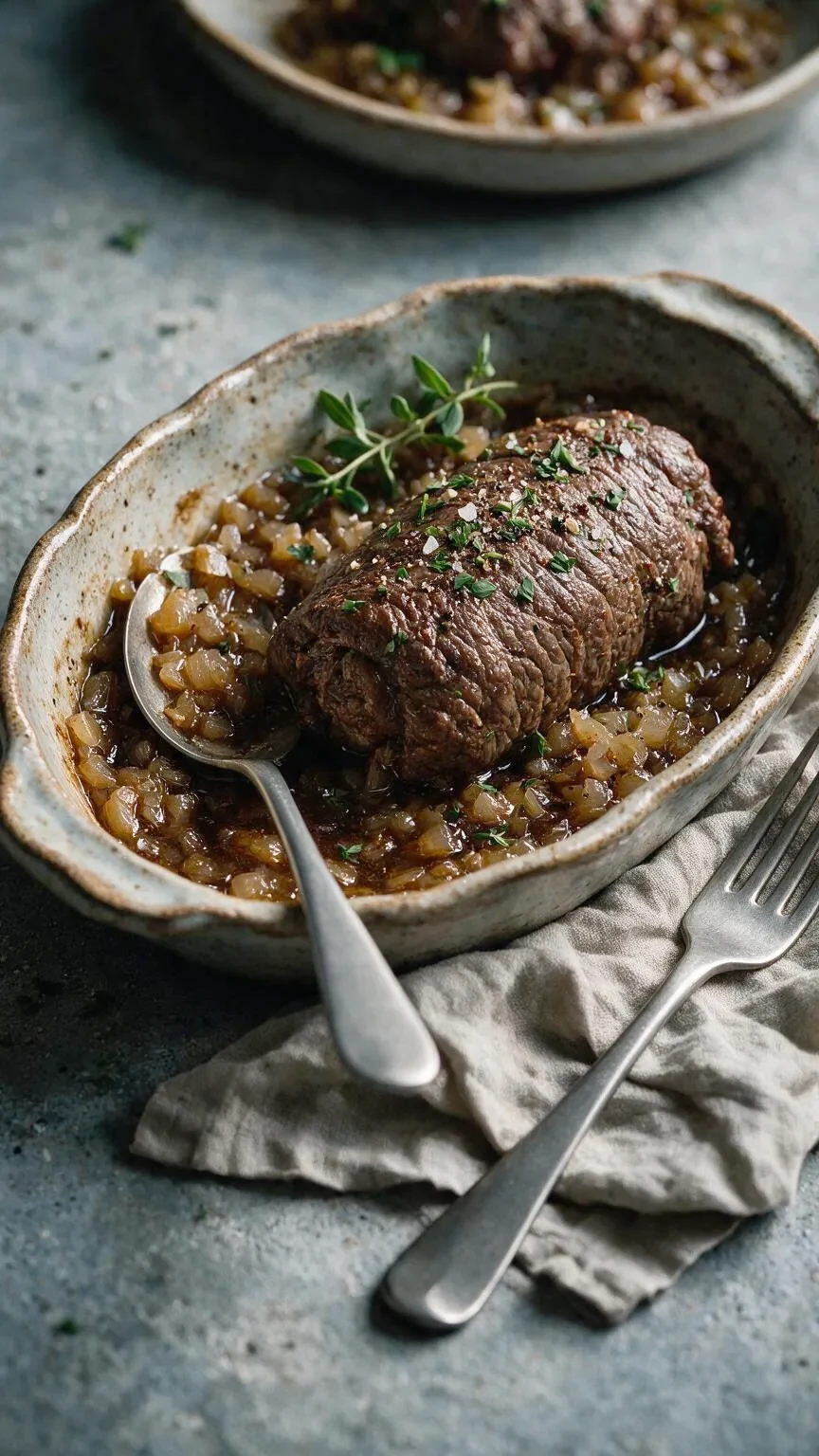 Rostbraten mit Zwiebeln (KI-Illustration)