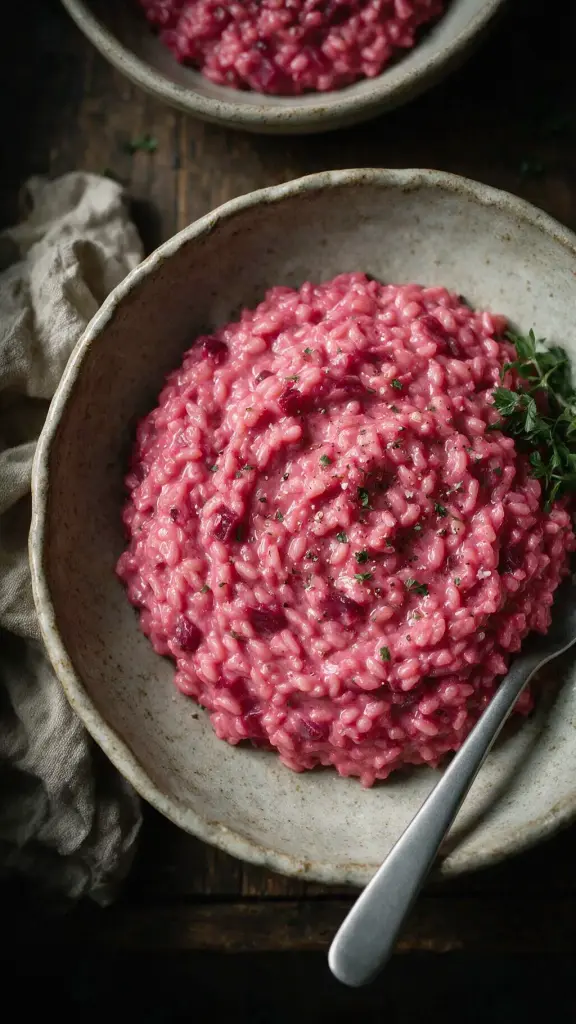 Rote-Bete-Risotto mit Tahini