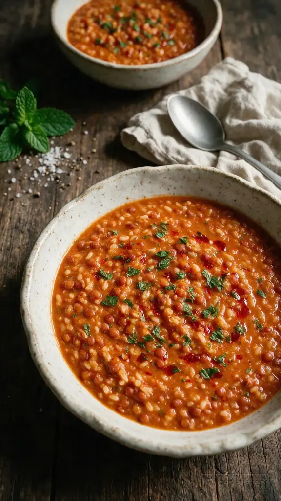 Rote Linsen-Bulgur-Suppe