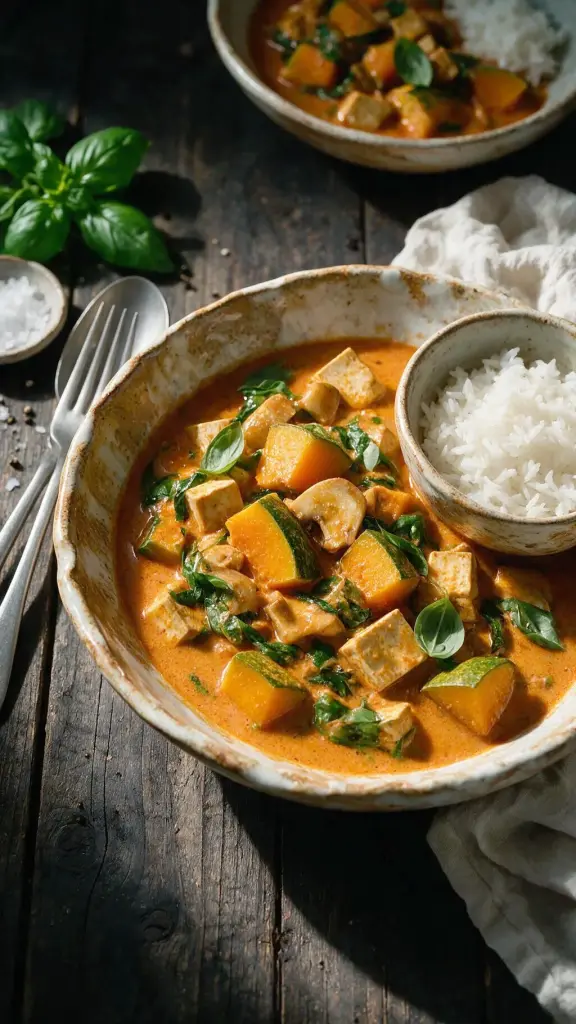 Kürbis-Pilz-Curry mit Tofu