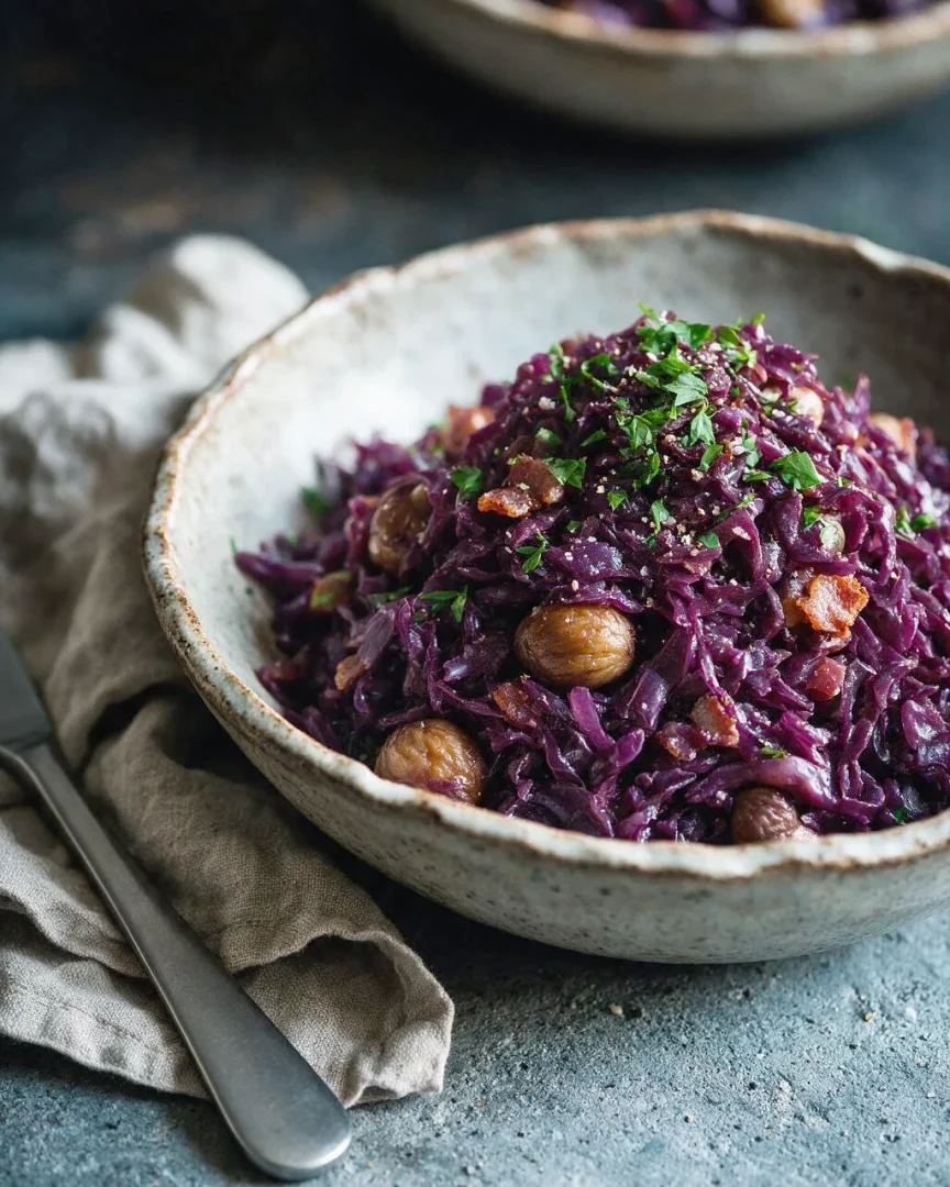 Rotkohl mit Kastanien (KI-Illustration)