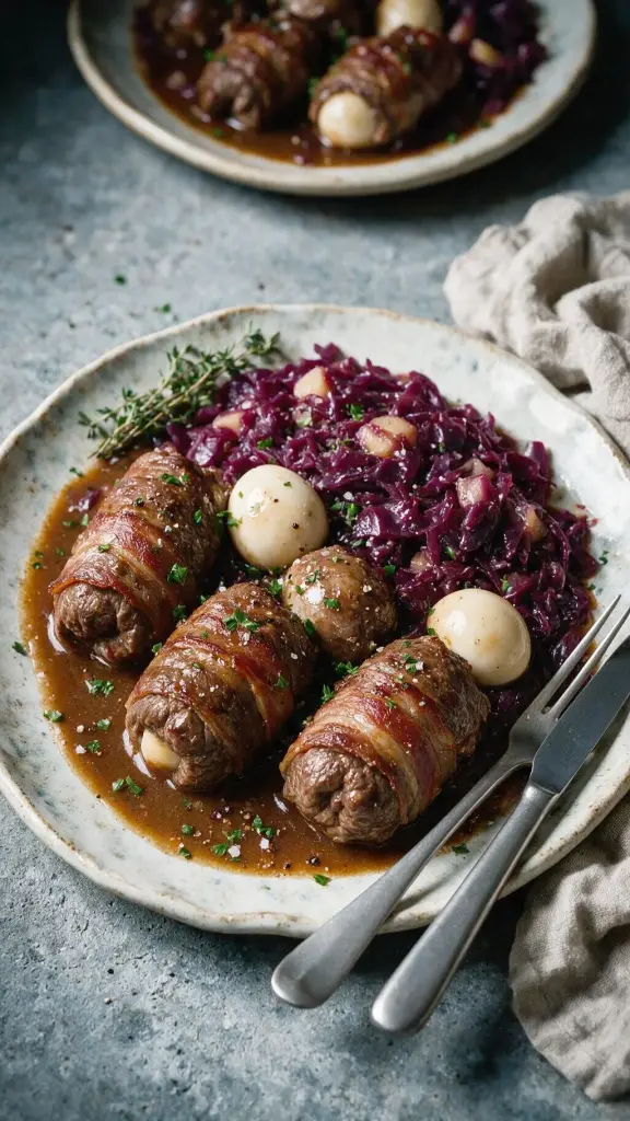 Rouladen mit Rotkohl