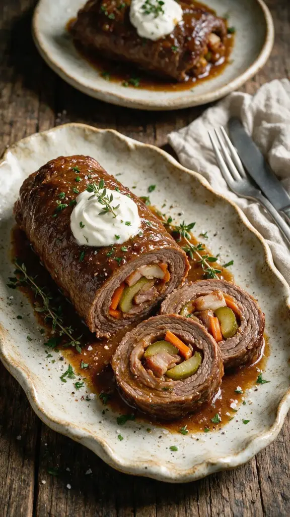Rinderroulade mit Speck & Gurke