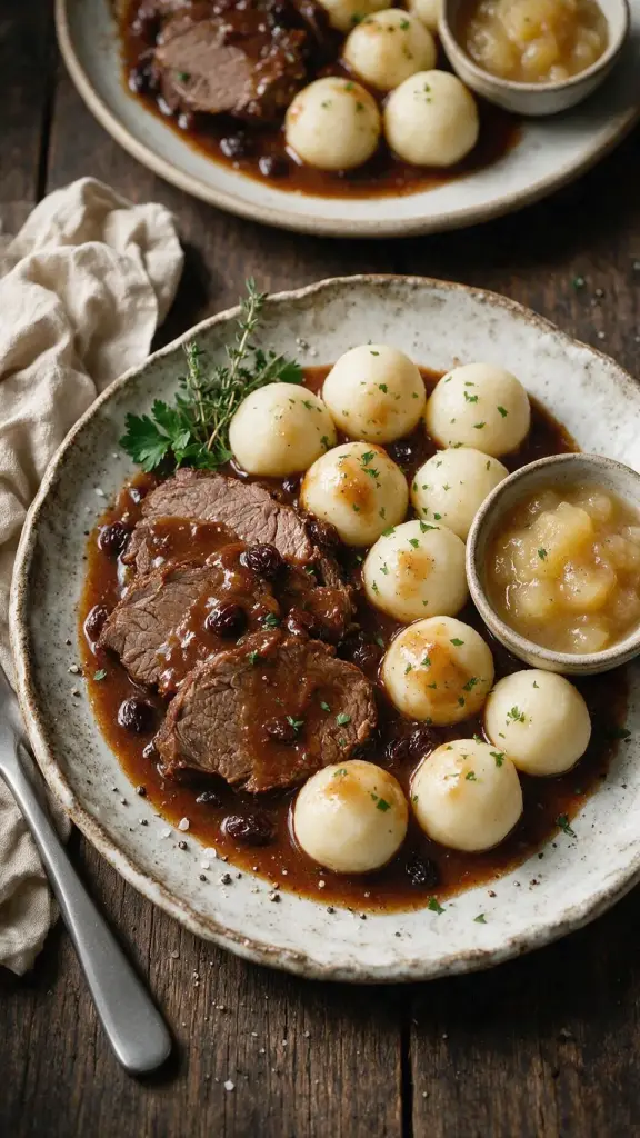 Sauerbraten mit Kartoffelklößen